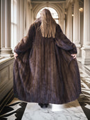 "Palace Light" – SAGA Mahogany Mink & Crystal Fox Trim Full-Length Coat S/M