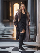 "Palace Light" – SAGA Mahogany Mink & Crystal Fox Trim Full-Length Coat S/M