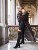 "Palace Light" – SAGA Mahogany Mink & Crystal Fox Trim Full-Length Coat S/M