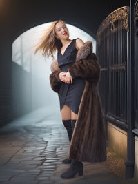 "Palace Light" – SAGA Mahogany Mink & Crystal Fox Trim Full-Length Coat S/M