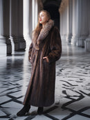 "Palace Light" – SAGA Mahogany Mink & Crystal Fox Trim Full-Length Coat S/M