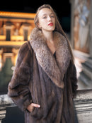 "Palace Light" – SAGA Mahogany Mink & Crystal Fox Trim Full-Length Coat S/M