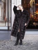 Chic mahogany mink fur coat with a plush texture, styled for a sophisticated winter outfit. A must-have for luxury fashion lovers.