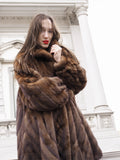 Pastel Swing Mink Directional Design Fur Coat L/XL