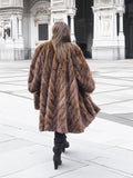 Pastel Swing Mink Directional Design Fur Coat L/XL