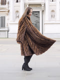 Pastel Swing Mink Directional Design Fur Coat L/XL