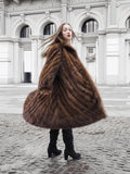 Pastel Swing Mink Directional Design Fur Coat L/XL