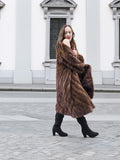 Pastel Swing Mink Directional Design Fur Coat L/XL