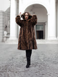 Pastel Swing Mink Directional Design Fur Coat L/XL