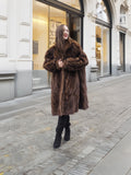 Pastel Swing Mink Directional Design Fur Coat L/XL