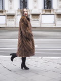 Pastel Swing Mink Directional Design Fur Coat L/XL