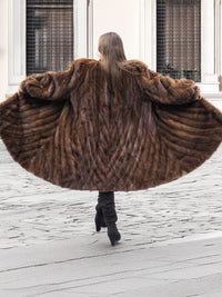 Pastel Swing Mink Directional Design Fur Coat L/XL