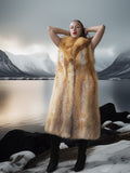 “The Ember Spell” — Red Fox Fur Vest with Sculpted Collar & Fireside Glamour