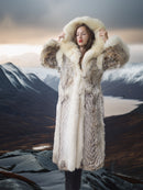 "The Icebound Empress"- Full-Length Coyote Parka with Dramatic Fur Lined Hood