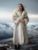"The Icebound Empress"- Full-Length Coyote Parka with Dramatic Fur Lined Hood