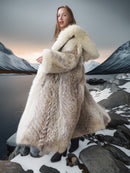 "The Icebound Empress"- Full-Length Coyote Parka with Dramatic Fur Lined Hood