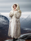 "The Icebound Empress"- Full-Length Coyote Parka with Dramatic Fur Lined Hood