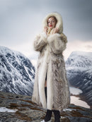 "The Icebound Empress"- Full-Length Coyote Parka with Dramatic Fur Lined Hood