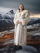 "The Icebound Empress"- Full-Length Coyote Parka with Dramatic Fur Lined Hood
