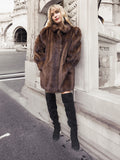 Demi Buff Lunarain Mahogany Dark Brown SAGA Mink Fur Coat Stroller Jacket M/L