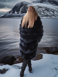 Vulpine Noire – Black Fox Coat with a Shawl Collar S