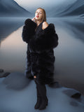 Vulpine Noire – Black Fox Coat with a Shawl Collar S