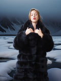 Vulpine Noire – Black Fox Coat with a Shawl Collar S
