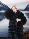 Vulpine Noire – Black Fox Coat with a Shawl Collar S