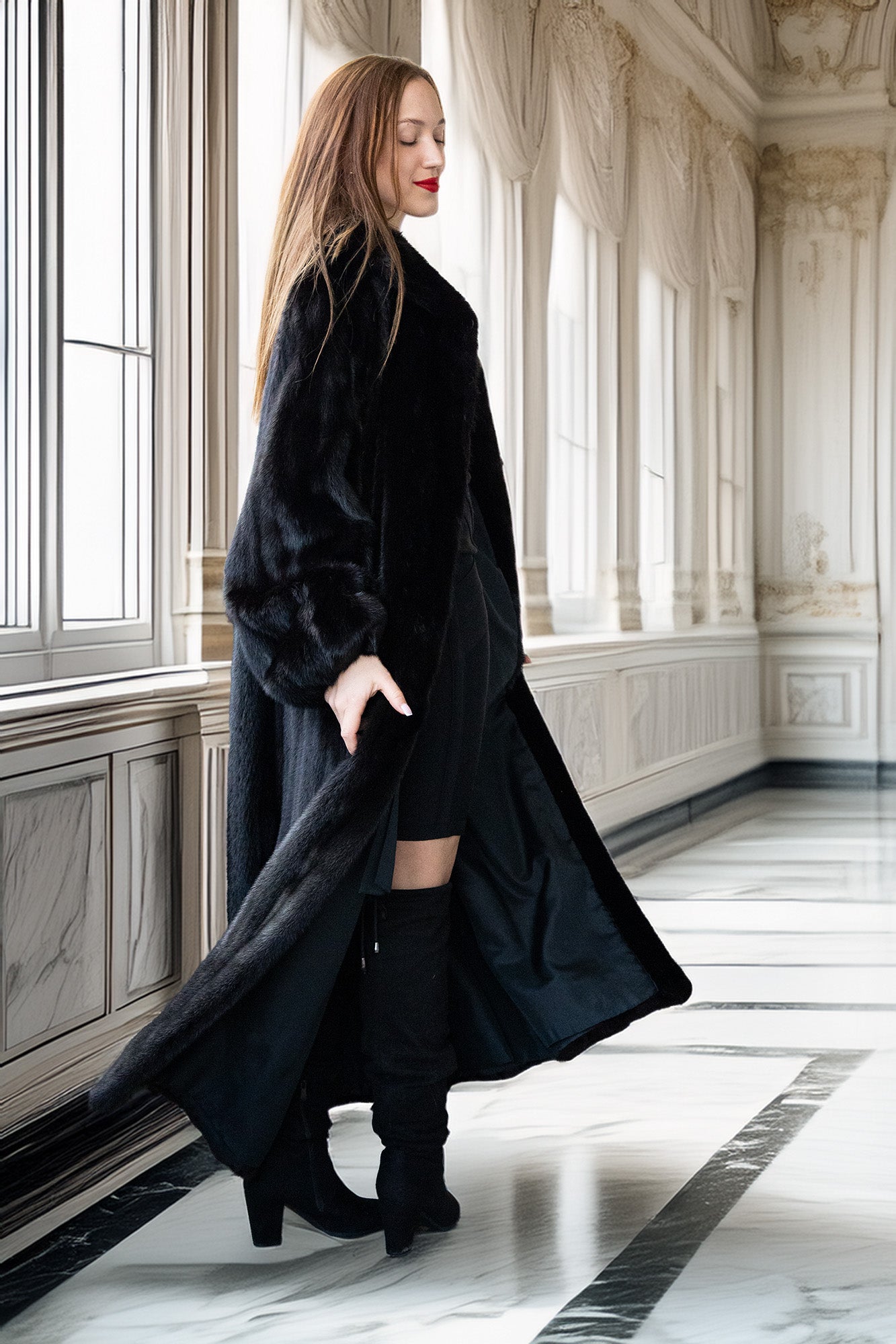 Black Mink Full-Length Coat | Luxury Vintage Fur | Purple Shoshana