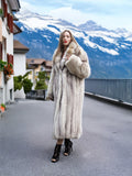 Plush Soft Blue Fox Coat Large Shawl Collar Size S