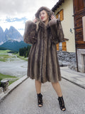 Canadian Raccoon Fur Coat Coats With Detachable Hood M/L