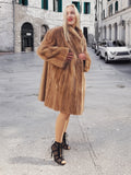Vintage Pastel Canadian Brown Mink Fur Coat 88" Swing Stroller XL/3XL