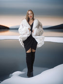 "Ice Blossom" – Pale Blue Fox Fur Coat – Shawl Collar & Lavish Volume