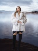 "Ice Blossom" – Pale Blue Fox Fur Coat – Shawl Collar & Lavish Volume