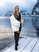 "Ice Blossom" – Pale Blue Fox Fur Coat – Shawl Collar & Lavish Volume