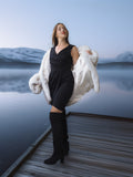 "Ice Blossom" – Pale Blue Fox Fur Coat – Shawl Collar & Lavish Volume