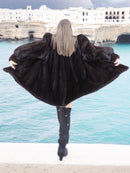 The Riviera Noir – Black Glow Mink Swing Jacket Coat M/L