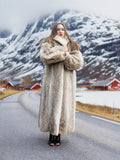 Coyote Fur Coat Coats Large Plush Shawl Notch Collar S 50" Long