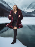 "Cabin No. 5" - Burgundy Fox Fur Jacket Stroller Length XS
