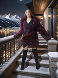"Cabin No. 5" - Burgundy Fox Fur Jacket Stroller Length XS
