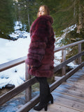 "Cabin No. 5" - Burgundy Fox Fur Jacket Stroller Length XS