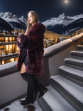 "Cabin No. 5" - Burgundy Fox Fur Jacket Stroller Length XS