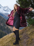 "Cabin No. 5" - Burgundy Fox Fur Jacket Stroller Length XS
