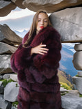 "Cabin No. 5" - Burgundy Fox Fur Jacket Stroller Length XS