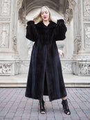 Black mink fur coat, sleek winter fashion accessory