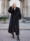 Black Mink Fur Coat - Elegant Winter Fashion