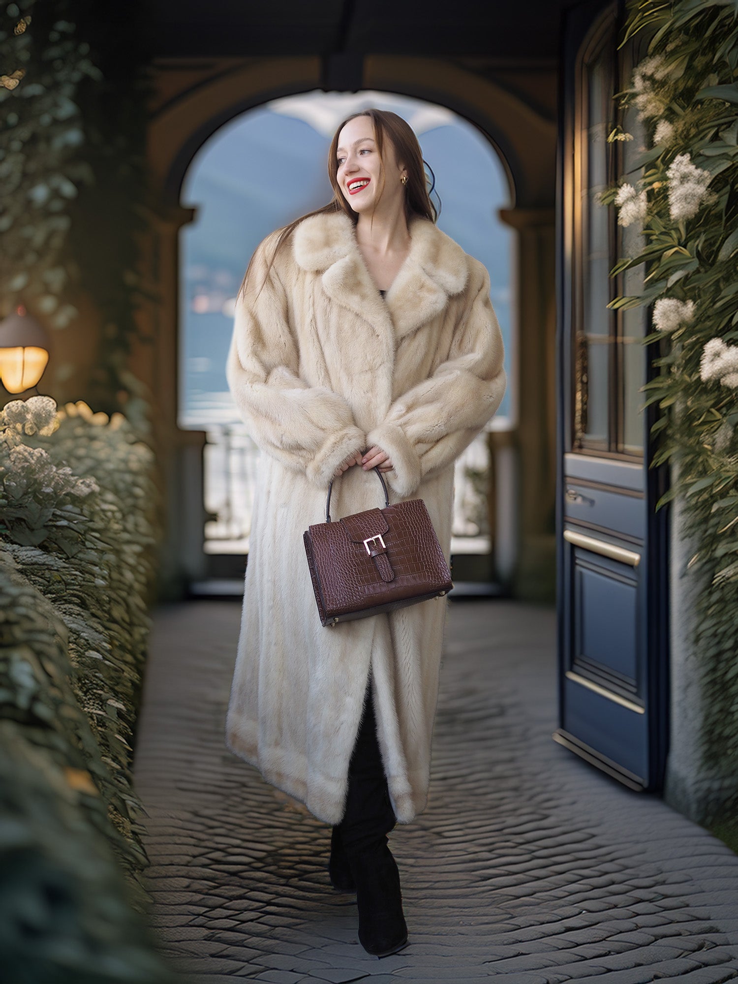 “Nocturne in Pearl” —  Golden Pearl Mink Fur Coat Classic Vintage