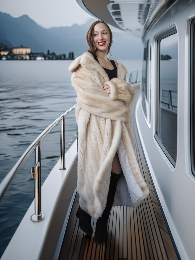 “Nocturne in Pearl” —  Golden Pearl Mink Fur Coat Classic Vintage