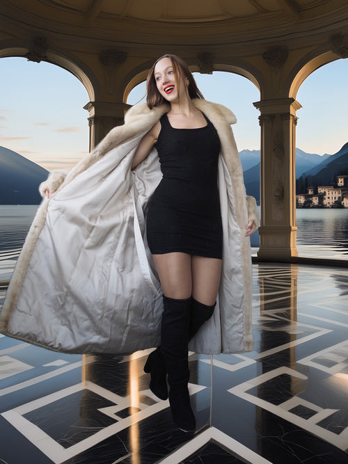 “Nocturne in Pearl” —  Golden Pearl Mink Fur Coat Classic Vintage