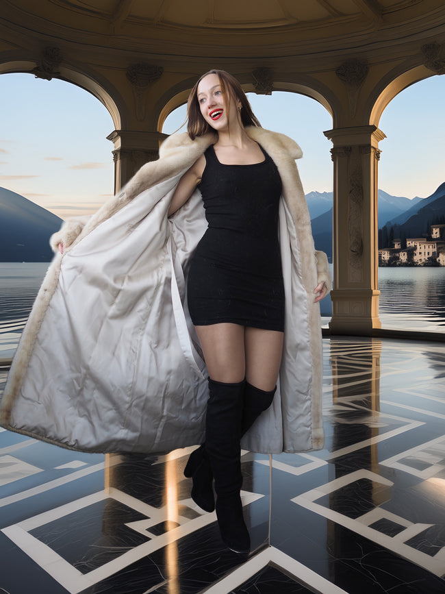 “Nocturne in Pearl” —  Golden Pearl Mink Fur Coat Classic Vintage